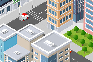 Set Isometric Urban Architecture