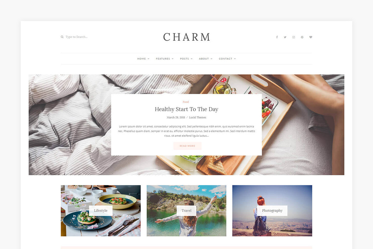 Charm - WordPress Blog Theme, a WordPress Template by Lucid Themes (Photo 1 of 10)