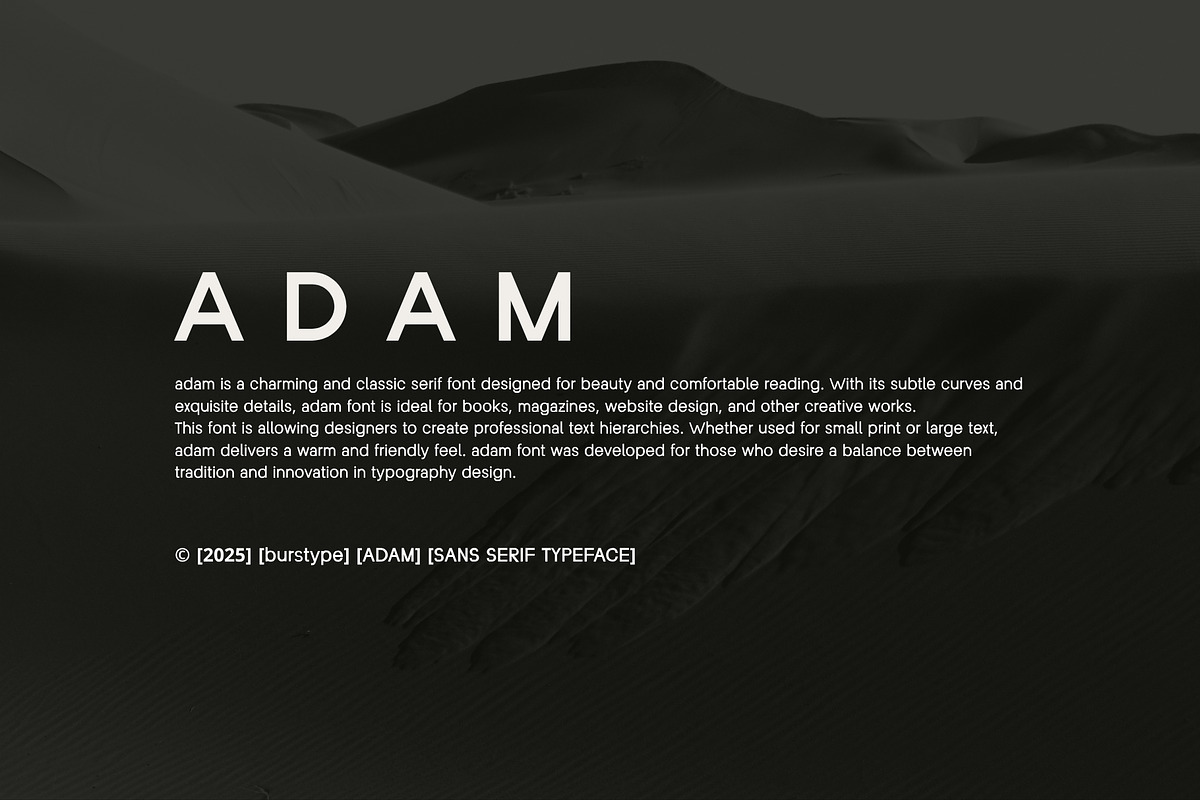 ADAM - Regular Sans Serif, a Sans Serif Font by BURSTYPE (Photo 2 of 10)