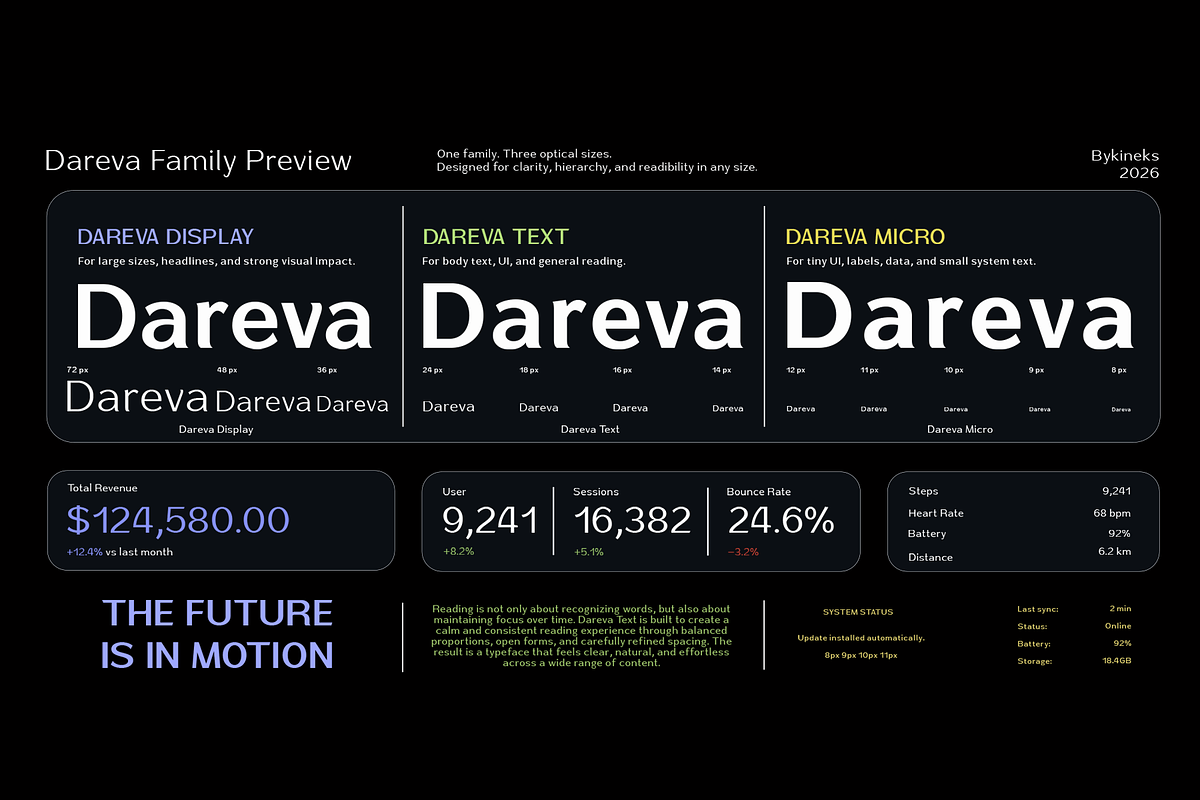Dareva | Neo-Humanist Typeface, a Sans Serif Font by By Kineks (Photo 2 of 12)