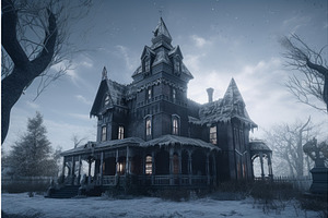 Gothic Vintage House. Winter Old