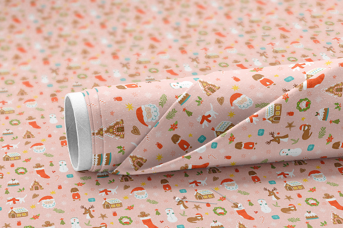 Pink Christmas dogs & bows, a Pattern Graphic by Tani Kuzminka (Photo 12 of 15)