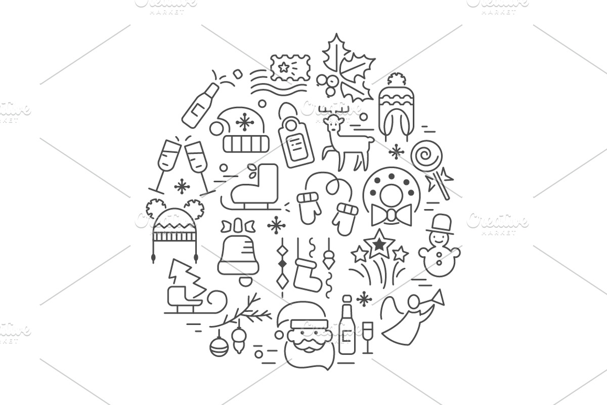 90 winter outline icons, a Graphic by Mallinka (Photo 7 of 8)