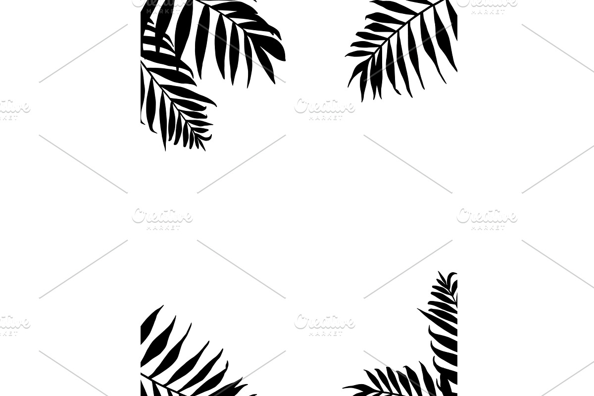 Palm leaves frame. Tropic plants, a Decorative Illustration by Frogella