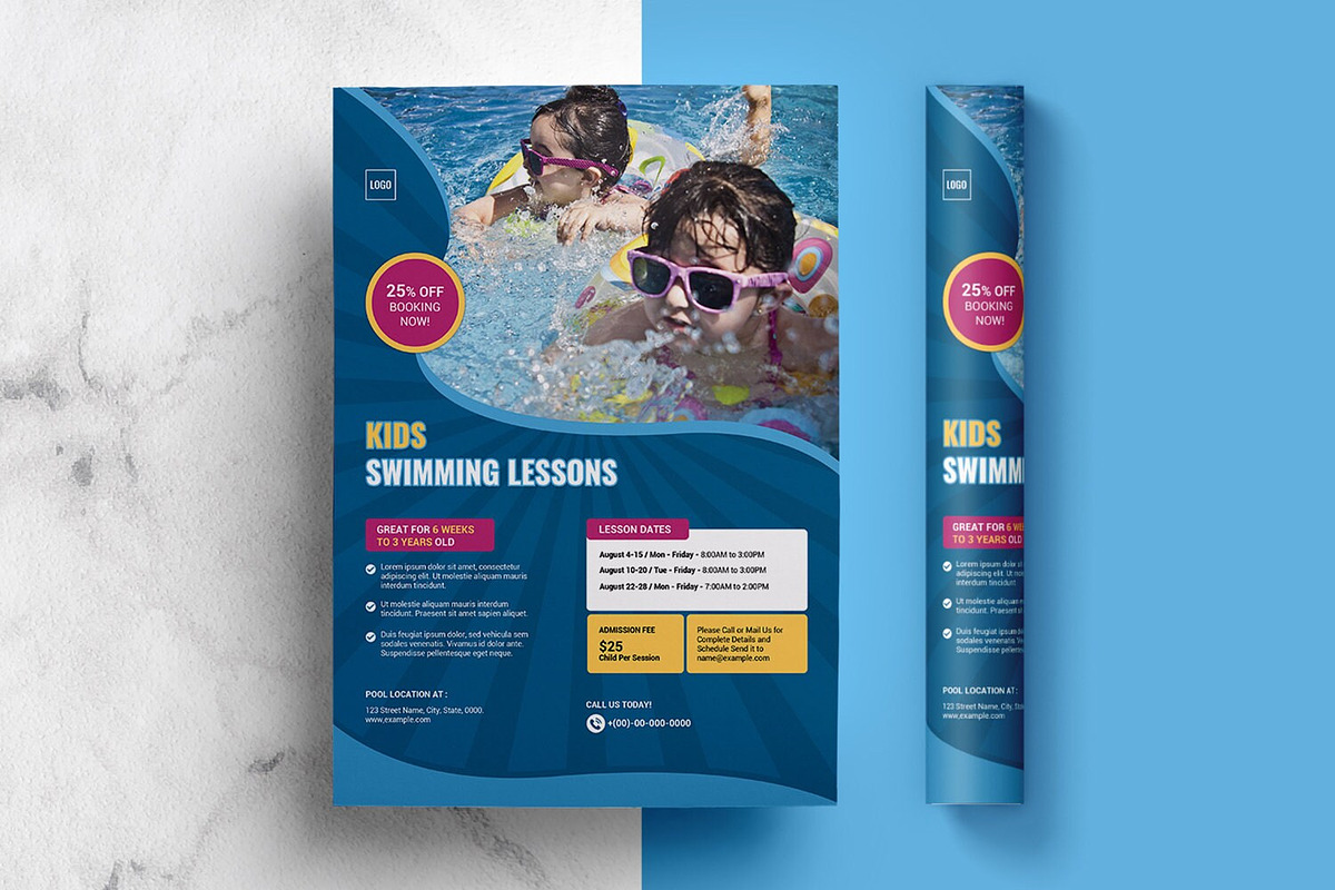 Swimming Lessons Flyer, a Flyer Template by retrographix (Photo 3 of 3)