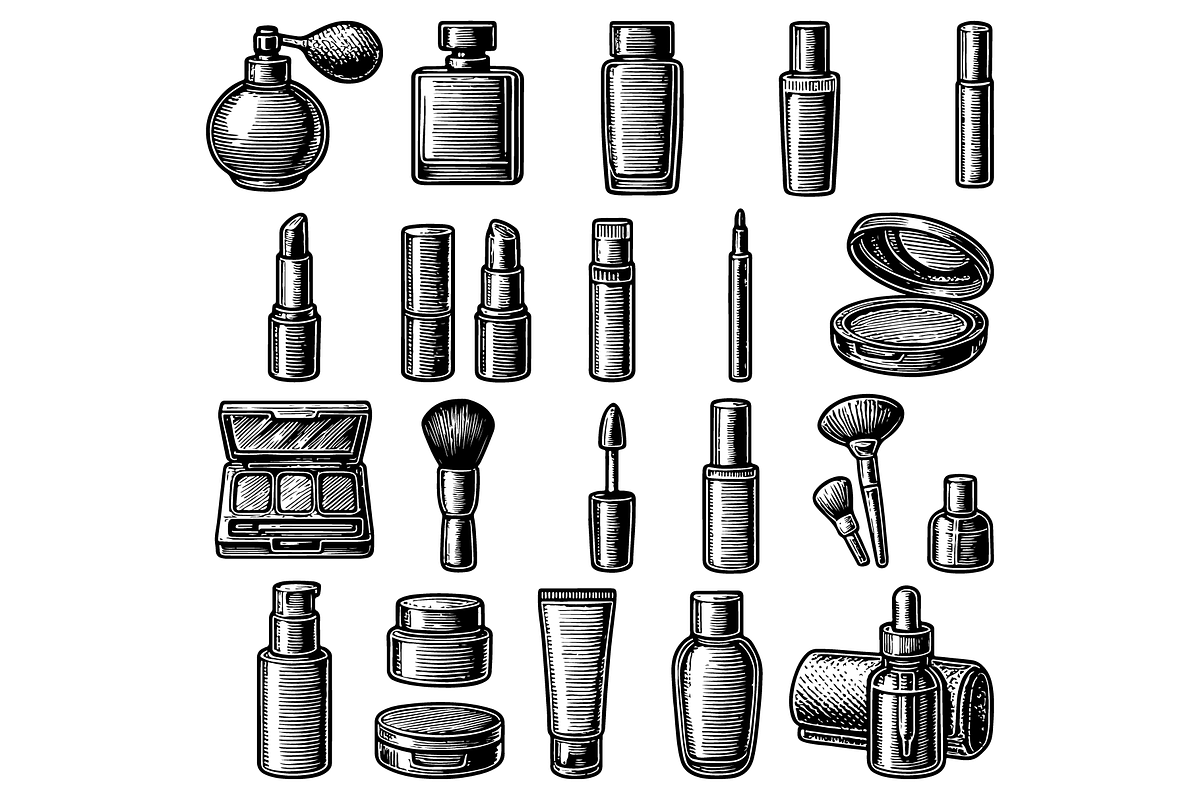 Vintage Makeup Cosmetics Set, an Object Graphic by RT Studio (Photo 2 of 4)