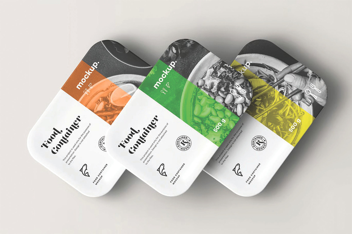 Three Plastic Food Container Mockup, a Packaging Mockup by DesignRushMarket (Photo 2 of 2)