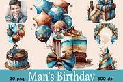 Mans Birthday Clipart, a Person Illustration by GlamArtZhanna (Thumbnail 1 of 5)
