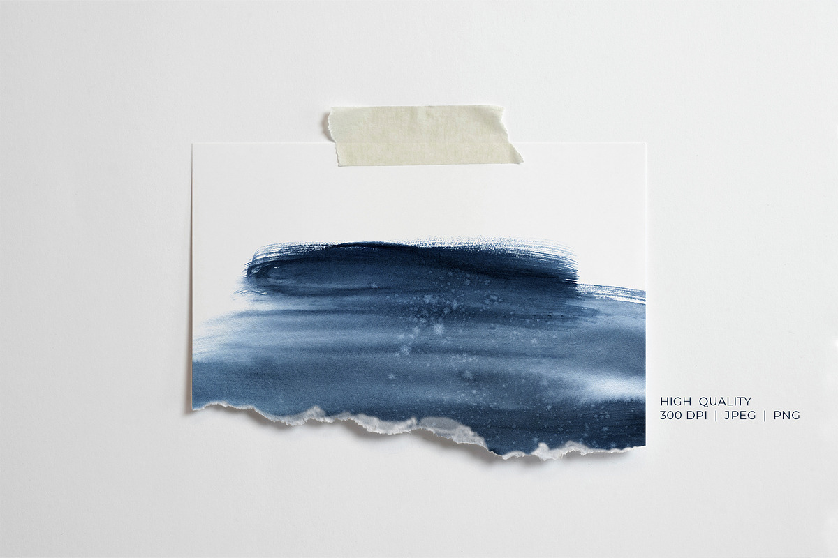 Blue Indigo Watercolor Washes Shapes, a Texture Illustration by YarovaArt (Photo 3 of 10)