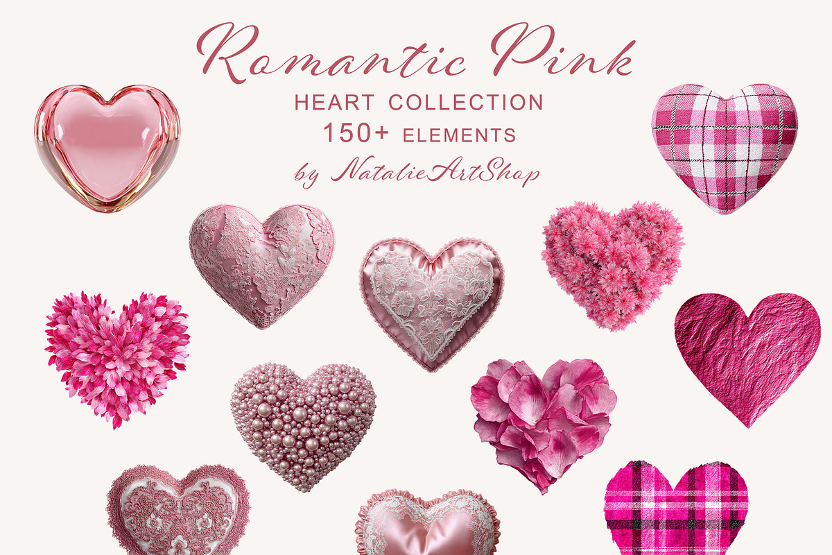 Pink Heart Frames & Elements, an Object Graphic by NatalieArtShop (Photo 2 of 8)