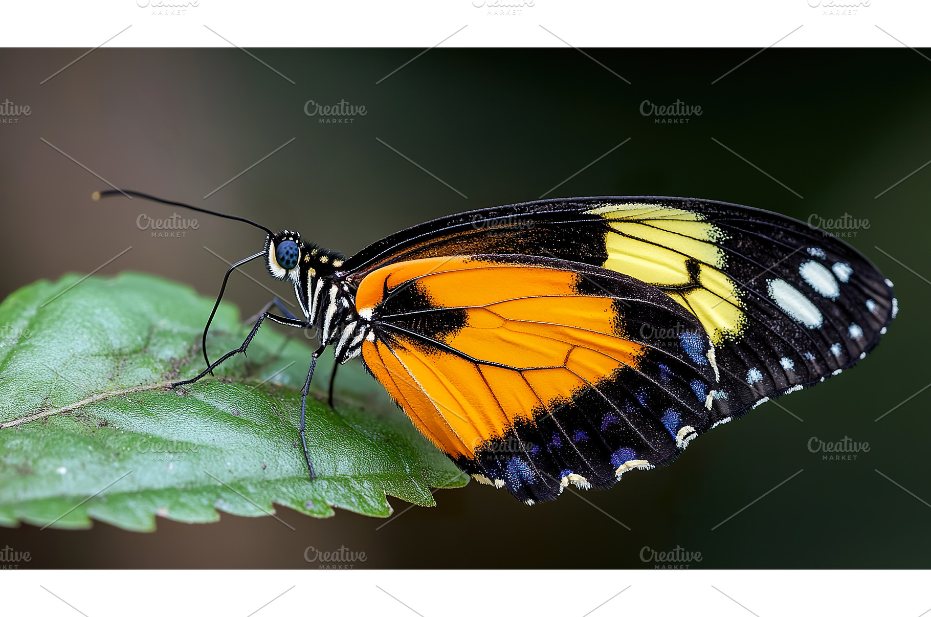 Colorful butterfly perched on leaf, an Animal Photo by Lermont51