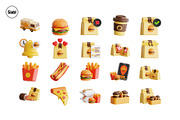 Food Delivery Service 3D Icon Set, a Food & Drink 3D Model by SLAB! Design (Thumbnail 4 of 4)