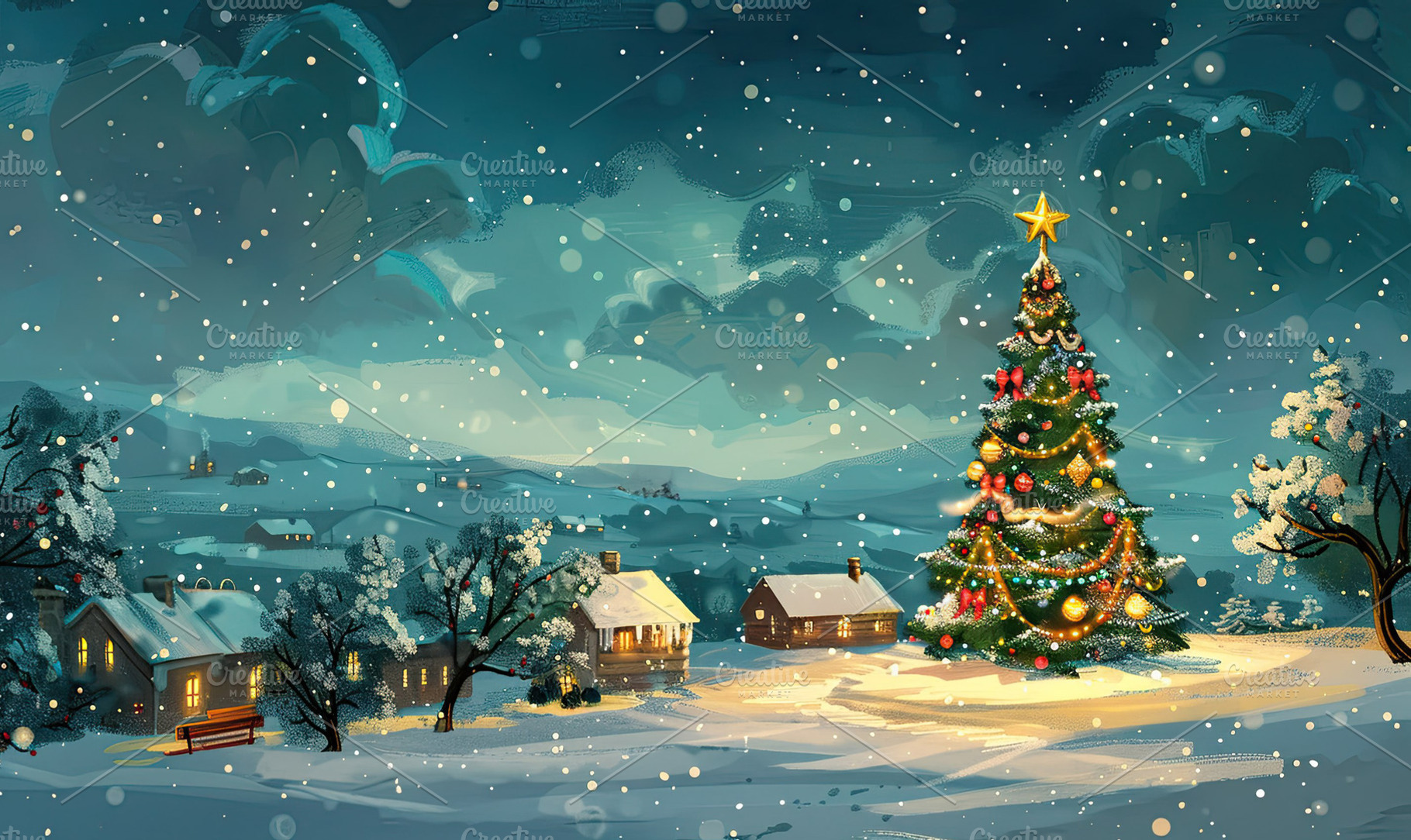 Christmas card featuring a snowy win, a Photo by LOGOCREATIVE