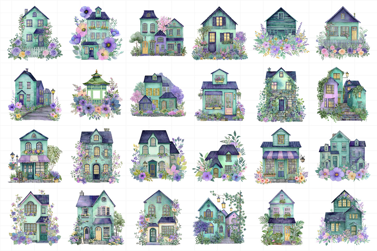 Watercolor Garden Village Clipart Se, an Illustration by Daily.Designs (Photo 5 of 5)