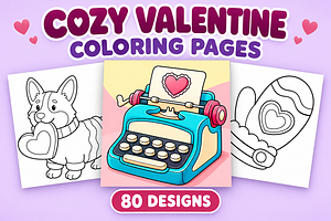 Cozy Valentine Coloring Pages Vol. 1