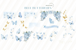 Blue And Gold Butterflies Clipart