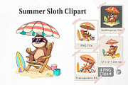 Summer Sloth Clipart, a Graphic by Artnoy (Thumbnail 1 of 5)