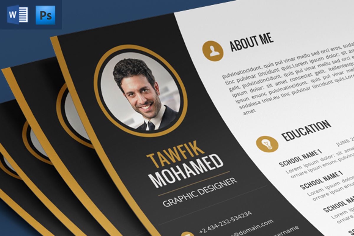 Cv+Portfolio+Coverletter (Psd+Word), a Resume Template by Nody4Design (Photo 1 of 3)