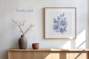 Roses Vintage set Blue Toile Vector, an Object Graphic by ON_lineart_store (Thumbnail 10 of 10)