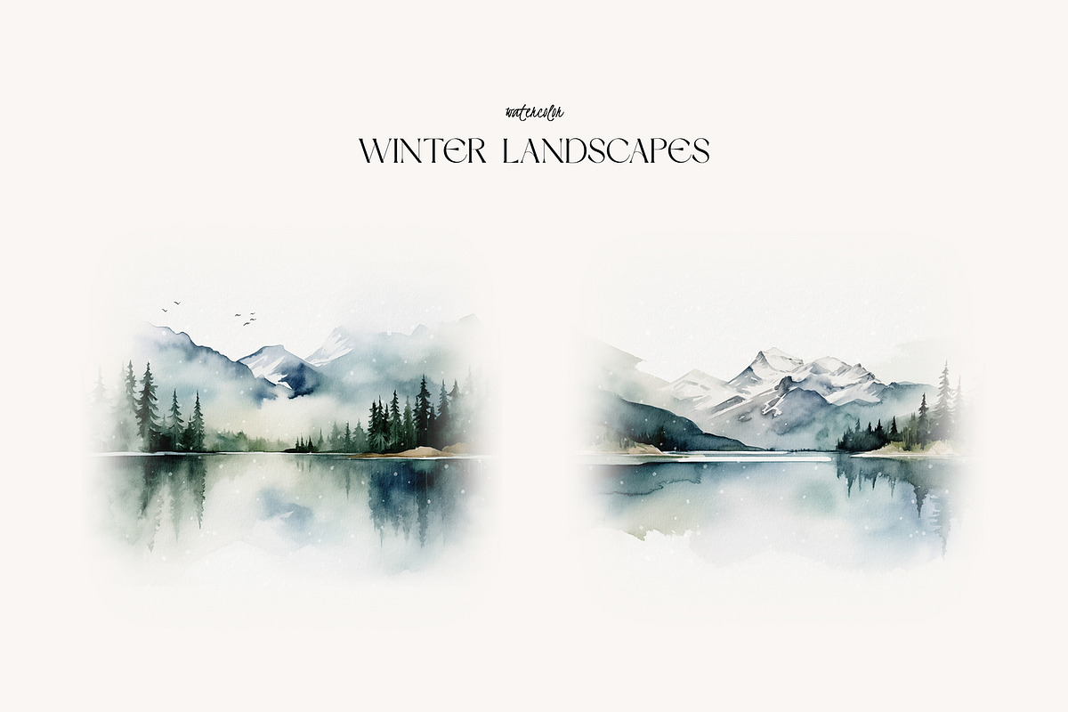 -30% Watercolor Winter Scene Clipart, a Seasonal Illustration by bloomscape (Photo 6 of 10)
