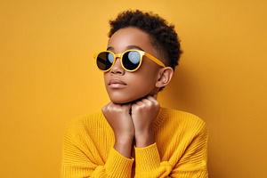 Stylish black boy in yellow glasses, a Person Photo by MistyDay