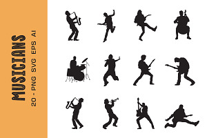 Musicians vector silhouette