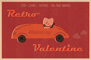 Retro Valentine clipart and graphics, a Decorative Illustration by Paper Cherry (Thumbnail 1 of 23)