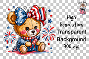 4th of July Cute Bear PNG Bundle, an Illustration by Clipart Bloom (Thumbnail 9 of 11)