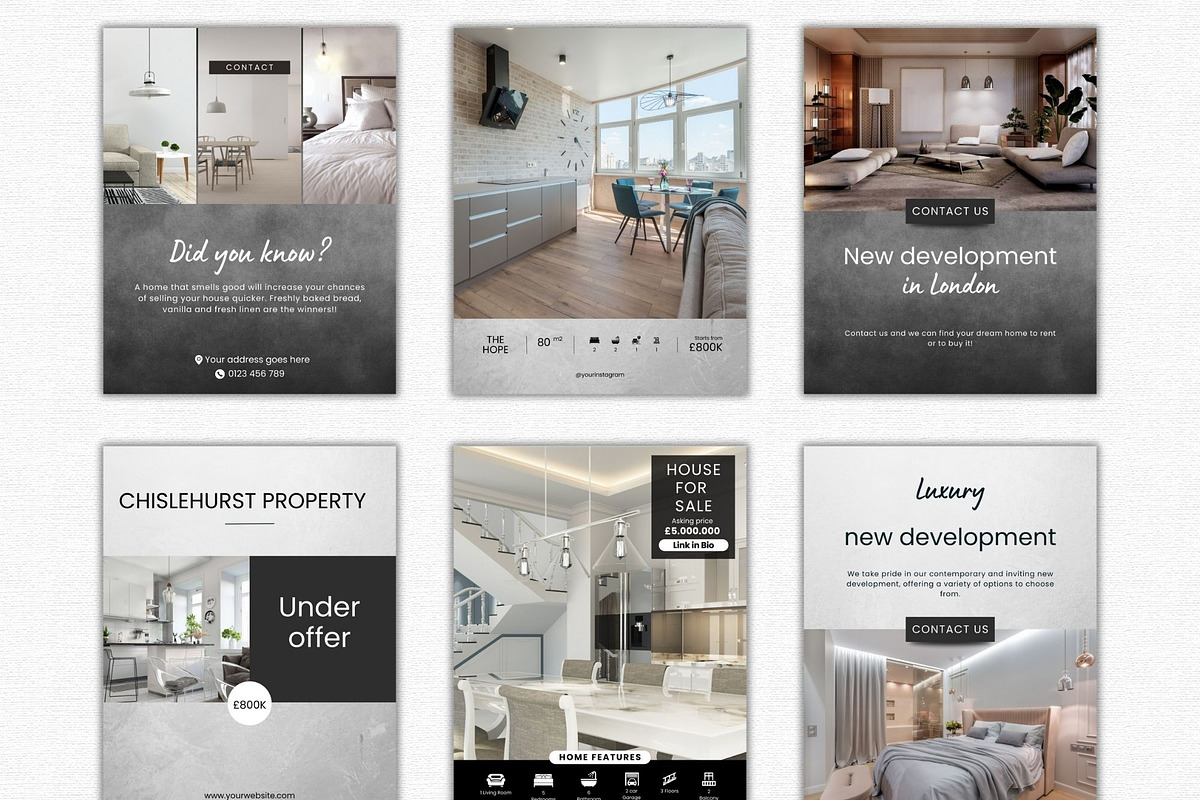 Real Estate Instagram Templates, a Social Media Template by Talipic Designs (Photo 3 of 8)