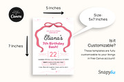 Pink Bow Birthday Invitation Temp, an Invitation Template by Snapybiz (Thumbnail 3 of 10)