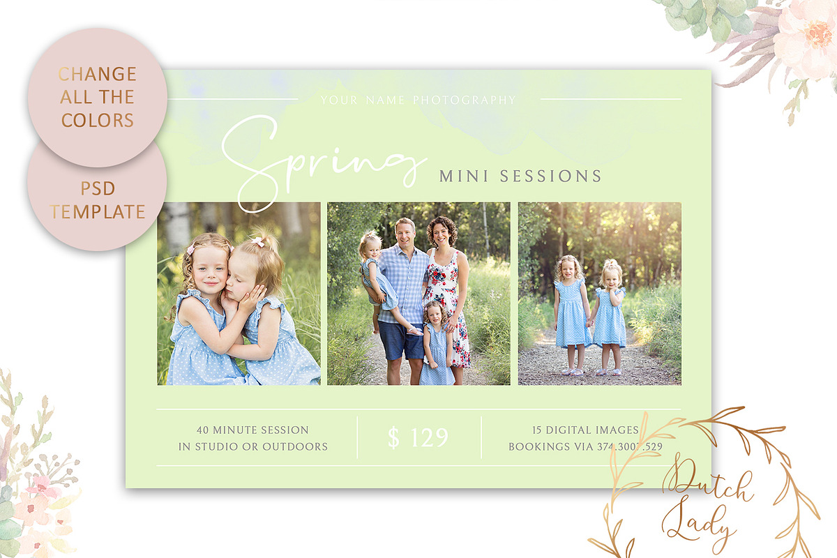 PSD Photo Session Card Template #38, a Card Template by The Dutch Lady ...