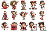 Whimsical Cupid Valentine Clipart, an Illustration by OK Design (Thumbnail 5 of 6)