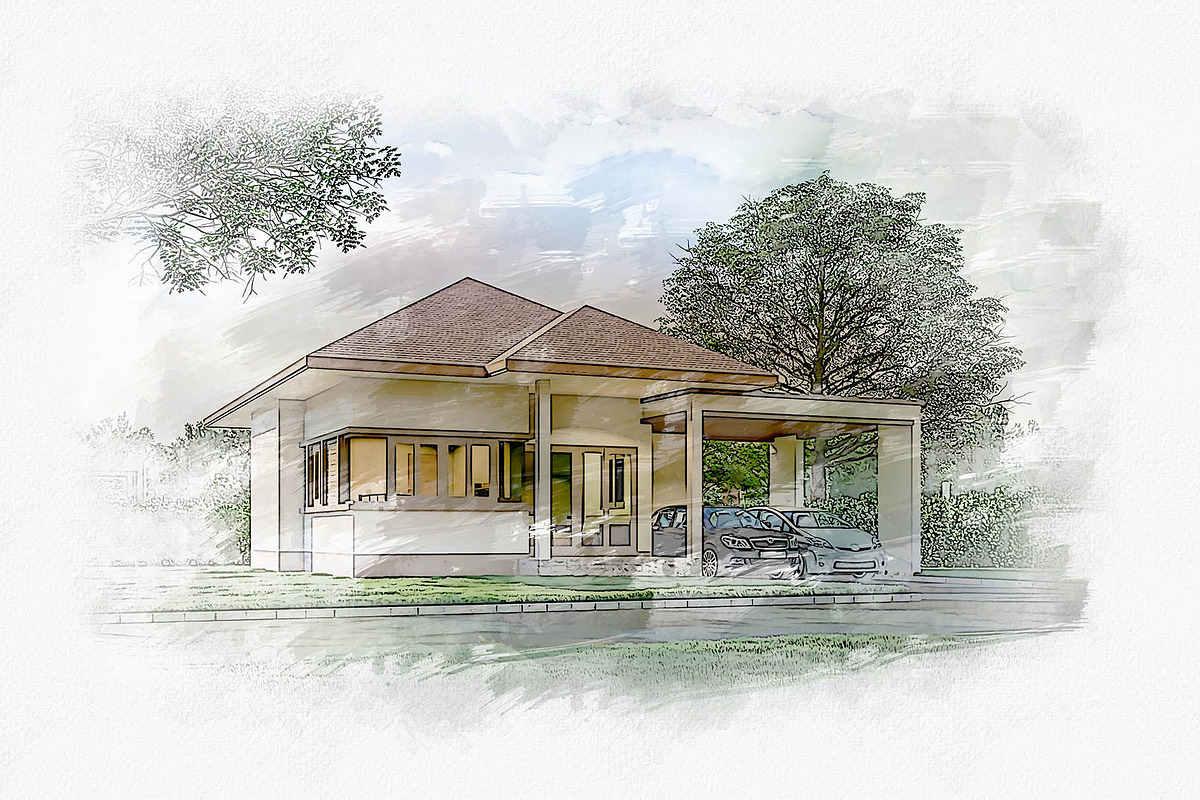 House Watercolor Painting, an Action Add-On by Photoshop Action (Photo 12 of 12)