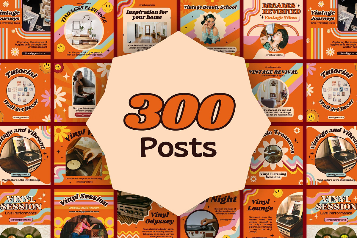 570 Retro Templates Canva Editable, a Design Template by TemplateCastleStore (Photo 4 of 10)