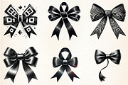 Watercolor Black Month Bow Clipart, a Seasonal Illustration by DreamArtGraphic (Thumbnail 3 of 5)