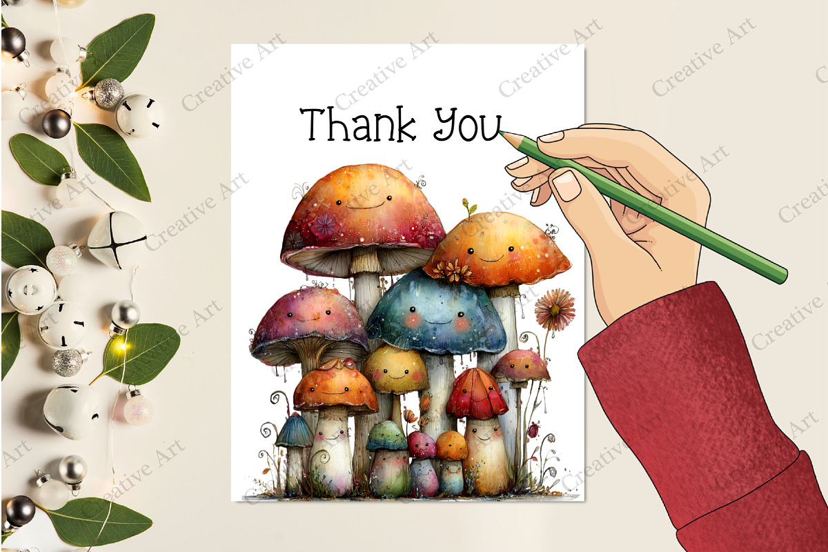 Watercolor Whimsical Mushroom Bundle, an Illustration by Creative Art (Photo 9 of 10)