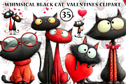 whimsical cats valentines day clipar, an Illustration by CreationArt (Thumbnail 1 of 6)