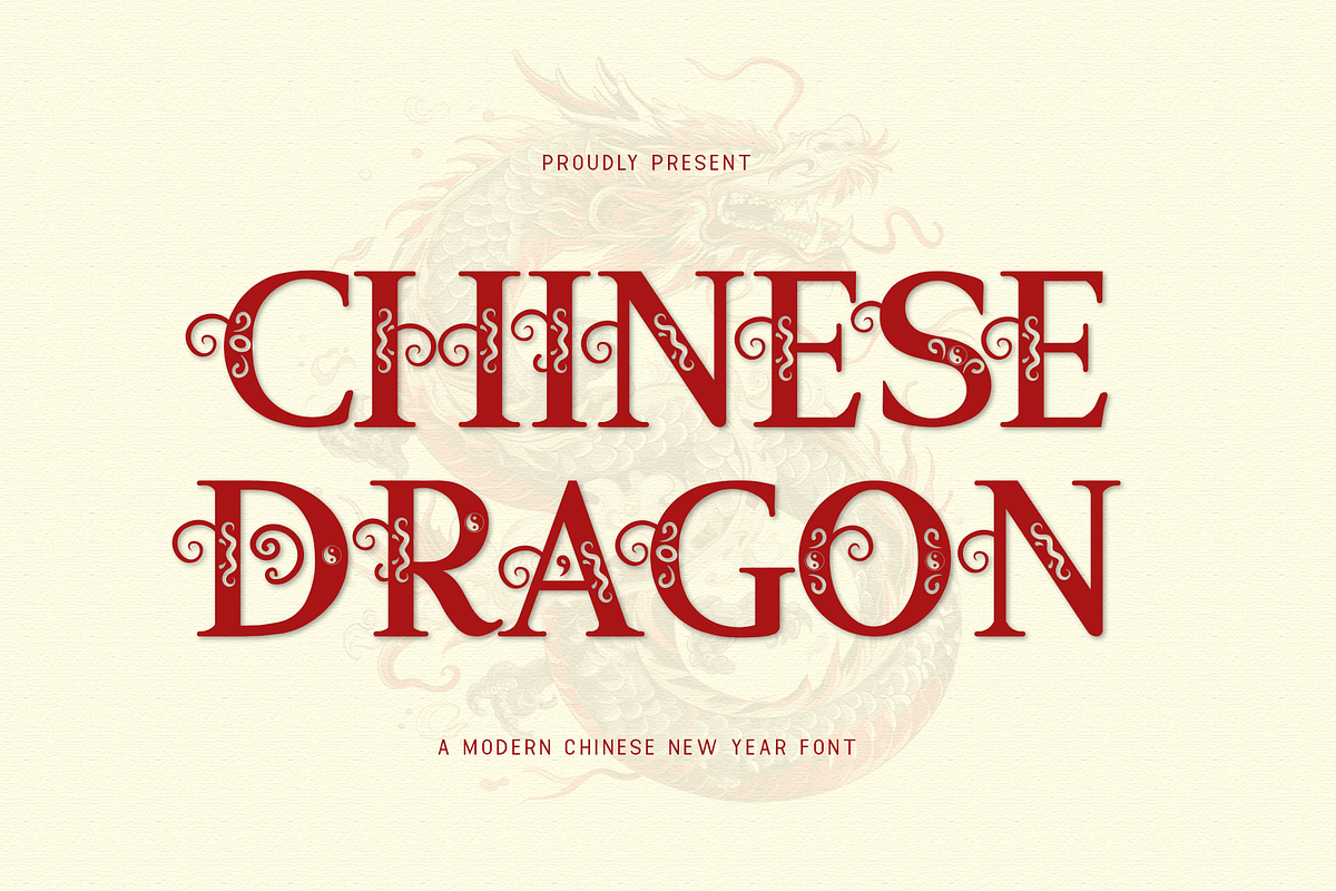 Chinese Dragon - Modern Chinese Font, a Serif Font by overlaytemplates (Photo 1 of 5)