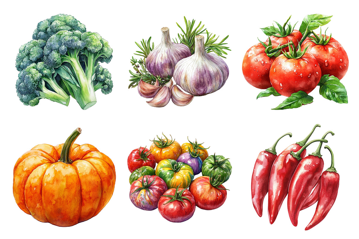 Watercolor Vegetable Collection Clip, an Illustration by Daily.Designs (Photo 5 of 5)