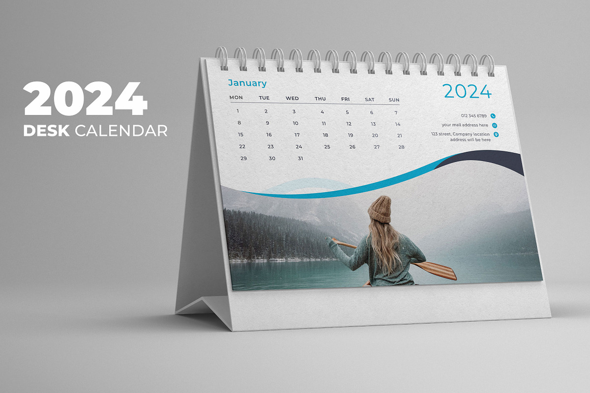 Desk Calendar 2024, a Print Template by Uiparvin (Photo 1 of 2)