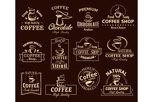 Coffee Cup Label Set For Cafe And Shop Design