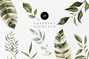 Watercolor Greenery Foliage Clipart