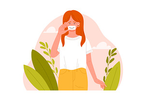 A Cheerful Young Woman Engaging in, an Illustration by Flashvector