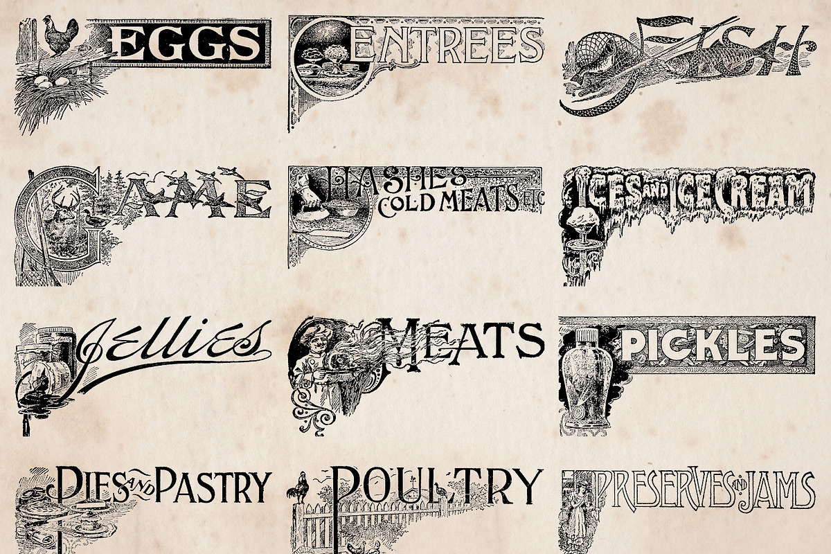 Vintage Food and Menu Titles preview 3