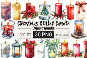 Christmas Glitter Candle Clipart, an Illustration by Black Bird Studio