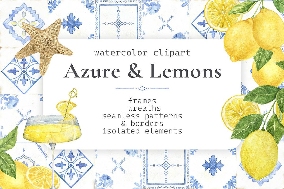 Azure and Lemons watercolor clipart, a Food Illustration by Eves_Aquadreams (Photo 1 of 10)