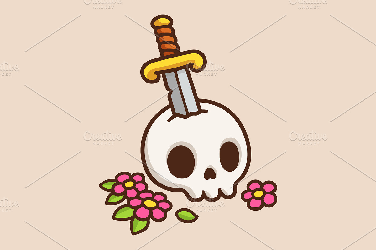Skull with sword, an Illustration by Light_Lenser