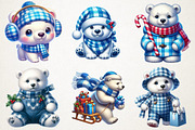 Christmas Polar Bear Blue Gingham, an Illustration by RobertsArt (Thumbnail 4 of 7)