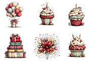 Whimsical Happy Birthday Clipart, an Illustration by CreationArt (Thumbnail 5 of 7)