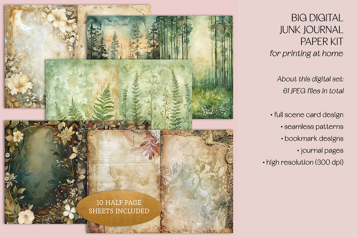 Bordered Woodlands Junk Journal Kit, a Decorative Illustration by The Dutch Lady Designs (Photo 3 of 7)